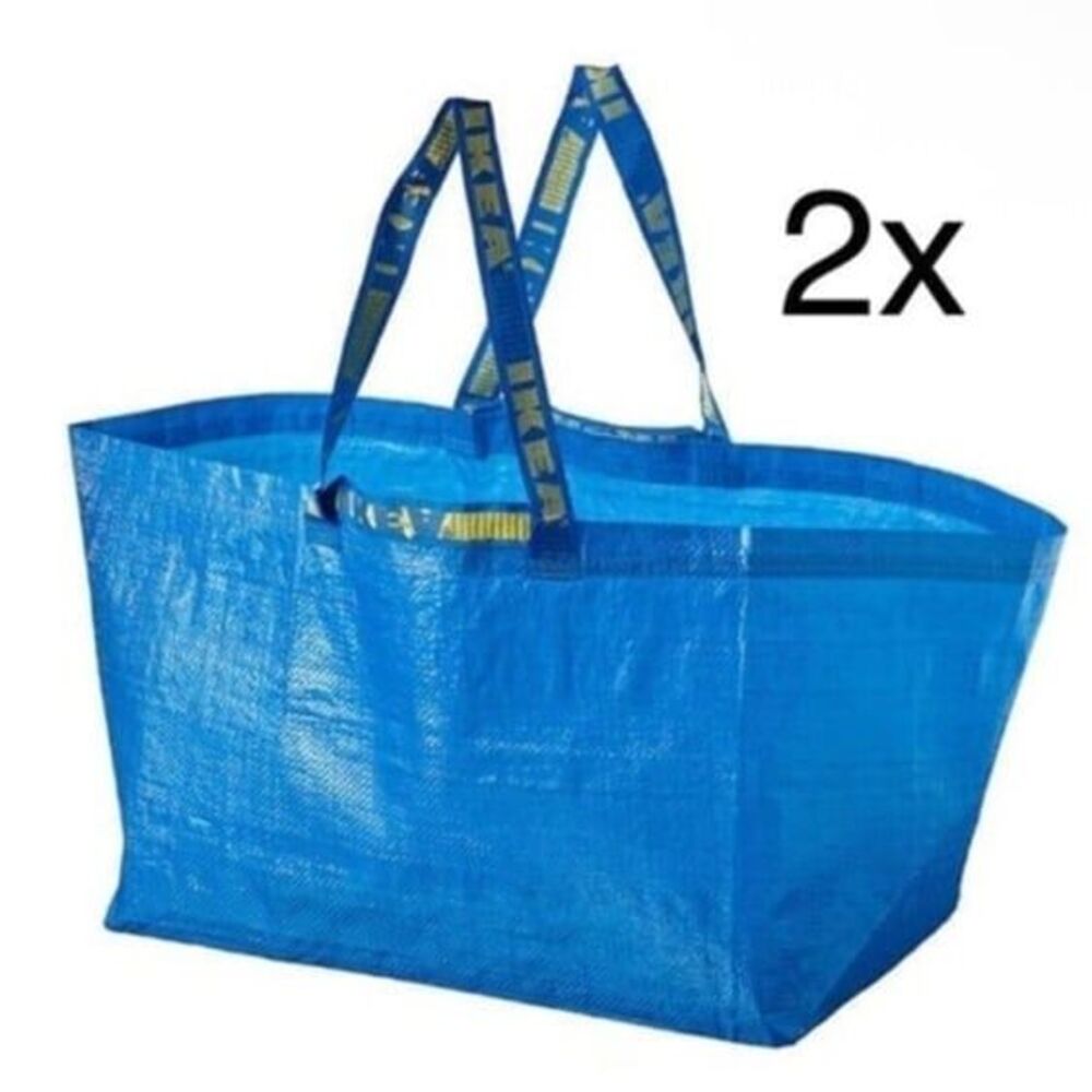 IKEA TWO (2) Reusable Blue Shopping Bags Bundle